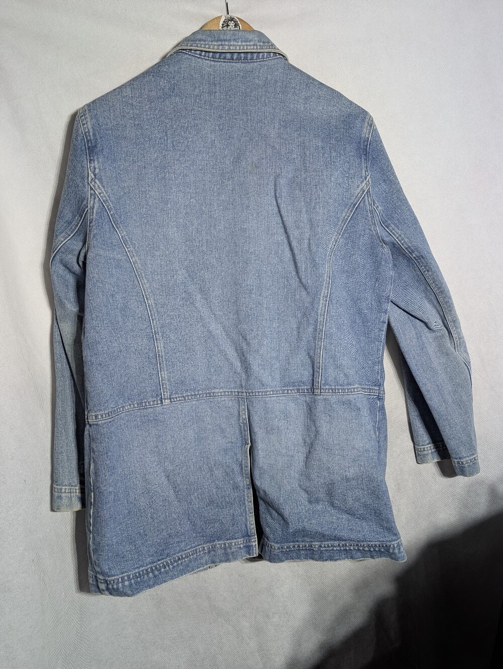 Jones Wear Sport 100% Cotton Longline Denim Chore Jacket Large - Picture 4 of 6